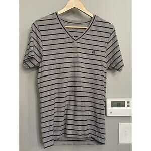 Hush Puppies Striped Cotton Short Sleeve VNeck Womens Large EUC‎